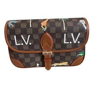 Fashion Lux Brown and Tan Messenger Bag with Animal Print